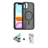 MARSİLYAN™- iPhone 11 Kılıf Siluet Minimal Prime - Şeffaf Uv Polymer Nano Ekran Koruyucu + Raze Metal Kamera Lens - KI