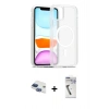 MARSİLYAN™- iPhone 11 Kılıf Siluet Minimal Prime - Şeffaf Uv Polymer Nano Ekran Koruyucu + Lacivert Pers Alüminyum Kamera Lens