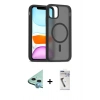 MARSİLYAN™- iPhone 11 Kılıf Siluet Minimal Prime - Şeffaf Uv Polymer Nano Ekran Koruyucu + Raze Metal Kamera Lens - MI