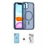 MARSİLYAN™- iPhone 11 Kılıf Siluet Minimal Prime - Şeffaf Uv Polymer Nano Ekran Koruyucu + Neon Fosforlu Kamera Lens - YL