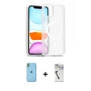 MARSİLYAN™- iPhone 11 Kılıf Siluet Minimal Prime - Şeffaf Uv Polymer Nano Ekran Koruyucu + Neon Fosforlu Kamera Lens - YL