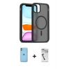 MARSİLYAN™- iPhone 11 Kılıf Siluet Minimal Prime - Şeffaf Uv Polymer Nano Ekran Koruyucu + Neon Fosforlu Kamera Lens - YL