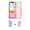 MARSİLYAN™- iPhone 11 Kılıf Siluet Minimal Prime - Şeffaf Uv Polymer Nano Ekran Koruyucu + Neon Fosforlu Kamera Lens - YL