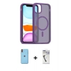 MARSİLYAN™- iPhone 11 Kılıf Siluet Minimal Prime - Şeffaf Uv Polymer Nano Ekran Koruyucu + Neon Fosforlu Kamera Lens - TU