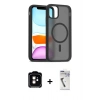 MARSİLYAN™- iPhone 11 Kılıf Siluet Minimal Prime - Şeffaf Uv Polymer Nano Ekran Koruyucu + PVD Metal Kamera Lens - TU