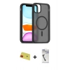 MARSİLYAN™- iPhone 11 Kılıf Siluet Minimal Prime - Şeffaf Uv Polymer Nano Ekran Koruyucu + Rainbow Kamera Lens Koruma Cam - KI