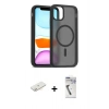 MARSİLYAN™- iPhone 11 Kılıf Siluet Minimal Prime - Şeffaf Uv Polymer Nano Ekran Koruyucu + Renkli Kamera Lens Koruma Cam - SI