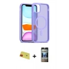 MARSİLYAN™- iPhone 11 Kılıf Siluet Minimal Prime - Siyah 34D Hayalet Izgaralı Cam + Rainbow Kamera Lens Koruma Cam - KI