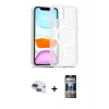 MARSİLYAN™- iPhone 11 Kılıf Siluet Minimal Prime - Siyah 34D Hayalet Izgaralı Cam + Pers Alüminyum Kamera Lens - LT