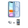 MARSİLYAN™- iPhone 11 Kılıf Siluet Minimal Prime - Siyah 34D Hayalet Izgaralı Cam + Pers Alüminyum Kamera Lens - LT