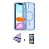MARSİLYAN™- iPhone 11 Kılıf Siluet Minimal Prime - Siyah 34D Hayalet Izgaralı Cam + Raze Metal Kamera Lens - MR