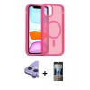 MARSİLYAN™- iPhone 11 Kılıf Siluet Minimal Prime - Siyah 34D Hayalet Izgaralı Cam + Raze Metal Kamera Lens - MR