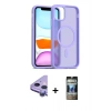 MARSİLYAN™- iPhone 11 Kılıf Siluet Minimal Prime - Siyah 34D Hayalet Izgaralı Cam + Raze Metal Kamera Lens - MR