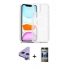 MARSİLYAN™- iPhone 11 Kılıf Siluet Minimal Prime - Siyah 34D Hayalet Izgaralı Cam + Raze Metal Kamera Lens - MR