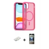 MARSİLYAN™- iPhone 11 Kılıf Siluet Minimal Prime - Siyah 34D Hayalet Izgaralı Cam + Renkli Kamera Lens Koruma Cam - SI