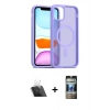 MARSİLYAN™- iPhone 11 Kılıf Siluet Minimal Prime - Siyah 34D Hayalet Izgaralı Cam + Kamera Lens Koruma Cam - SF