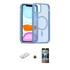 MARSİLYAN™- iPhone 11 Kılıf Siluet Minimal Prime - Siyah 34D Hayalet Izgaralı Cam + Renkli Kamera Lens Koruma Cam - TU