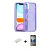 MARSİLYAN™- iPhone 11 Kılıf Siluet Minimal Prime - Siyah 34D Hayalet Izgaralı Cam + Renkli Kamera Lens Koruma Cam - TU