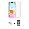 MARSİLYAN™- iPhone 11 Kılıf Siluet Minimal Prime - Siyah 34D Hayalet Izgaralı Cam + Pers Alüminyum Kamera Lens - YL