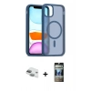 MARSİLYAN™- iPhone 11 Kılıf Siluet Minimal Prime - Siyah 34D Hayalet Izgaralı Cam + Pers Alüminyum Kamera Lens - YL