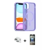 MARSİLYAN™- iPhone 11 Kılıf Siluet Minimal Prime - Siyah 34D Hayalet Izgaralı Cam + Pers Alüminyum Kamera Lens - YL