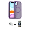MARSİLYAN™- iPhone 11 Kılıf Siluet Minimal Prime - Siyah 34D Hayalet Izgaralı Cam + Pers Alüminyum Kamera Lens - YL