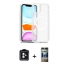 MARSİLYAN™- iPhone 11 Kılıf Siluet Minimal Prime - Siyah 34D Hayalet Izgaralı Cam + PVD Metal Kamera Lens - YL