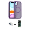 MARSİLYAN™- iPhone 11 Kılıf Siluet Minimal Prime - Siyah 360 Mat Full Body Arka Koruyucu + Pers Alüminyum Kamera Lens - LT
