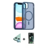 MARSİLYAN™- iPhone 11 Kılıf Siluet Minimal Prime - Siyah 360 Mat Full Body Arka Koruyucu + Raze Metal Kamera Lens - MI