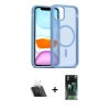 MARSİLYAN™- iPhone 11 Kılıf Siluet Minimal Prime - Siyah 360 Mat Full Body Arka Koruyucu + Kamera Lens Koruma Cam - SF