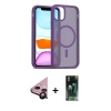 MARSİLYAN™- iPhone 11 Kılıf Siluet Minimal Prime - Siyah 360 Mat Full Body Arka Koruyucu + Raze Metal Kamera Lens - SH