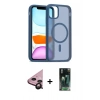 MARSİLYAN™- iPhone 11 Kılıf Siluet Minimal Prime - Siyah 360 Mat Full Body Arka Koruyucu + Raze Metal Kamera Lens - SH