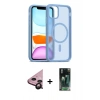 MARSİLYAN™- iPhone 11 Kılıf Siluet Minimal Prime - Siyah 360 Mat Full Body Arka Koruyucu + Raze Metal Kamera Lens - SH