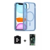 MARSİLYAN™- iPhone 11 Kılıf Siluet Minimal Prime - Siyah 360 Mat Full Body Arka Koruyucu + Turuncu PVD Metal Kamera Lens