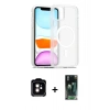 MARSİLYAN™- iPhone 11 Kılıf Siluet Minimal Prime - Siyah 360 Mat Full Body Arka Koruyucu + Turuncu PVD Metal Kamera Lens