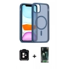 MARSİLYAN™- iPhone 11 Kılıf Siluet Minimal Prime - Siyah 360 Mat Full Body Arka Koruyucu + Turuncu PVD Metal Kamera Lens