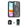 MARSİLYAN™- iPhone 11 Kılıf Siluet Minimal Prime - Siyah 360 Mat Full Body Arka Koruyucu + PVD Metal Kamera Lens - YL