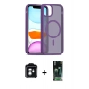 MARSİLYAN™- iPhone 11 Kılıf Siluet Minimal Prime - Siyah 360 Mat Full Body Arka Koruyucu + PVD Metal Kamera Lens - YL