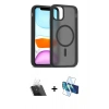 MARSİLYAN™- iPhone 11 Kılıf Siluet Minimal Prime - Siyah 3D Antistatik Cam Ekran Koruyucu + Kamera Lens Koruma Cam - SF