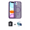 MARSİLYAN™- iPhone 11 Kılıf Siluet Minimal Prime - Siyah 3D Antistatik Cam Ekran Koruyucu + PVD Metal Kamera Lens - MI