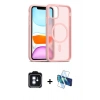 MARSİLYAN™- iPhone 11 Kılıf Siluet Minimal Prime - Siyah 3D Antistatik Cam Ekran Koruyucu + PVD Metal Kamera Lens - MI