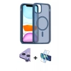 MARSİLYAN™- iPhone 11 Kılıf Siluet Minimal Prime - Siyah 3D Antistatik Cam Ekran Koruyucu + Raze Metal Kamera Lens - MR
