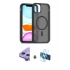 MARSİLYAN™- iPhone 11 Kılıf Siluet Minimal Prime - Siyah 3D Antistatik Cam Ekran Koruyucu + Raze Metal Kamera Lens - MR