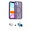 MARSİLYAN™- iPhone 11 Kılıf Siluet Minimal Prime - Siyah 3D Antistatik Cam Ekran Koruyucu + Pers Alüminyum Kamera Lens - GD