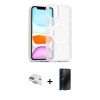 MARSİLYAN™- iPhone 11 Kılıf Siluet Minimal Prime - Siyah 3D Antistatik Hayalet Cam Ekran Koruyucu + Pers Alüminyum Kamera Lens - GD