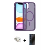 MARSİLYAN™- iPhone 11 Kılıf Siluet Minimal Prime - Siyah 3D Antistatik Hayalet Cam Ekran Koruyucu + Pers Alüminyum Kamera Lens - GD