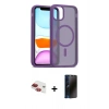 MARSİLYAN™- iPhone 11 Kılıf Siluet Minimal Prime - Siyah 3D Antistatik Hayalet Cam Ekran Koruyucu + Pers Alüminyum Kamera Lens - KI