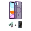 MARSİLYAN™- iPhone 11 Kılıf Siluet Minimal Prime - Siyah 3D Antistatik Hayalet Cam Ekran Koruyucu + Raze Metal Kamera Lens - KI