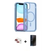 MARSİLYAN™- iPhone 11 Kılıf Siluet Minimal Prime - Siyah 3D Antistatik Hayalet Cam Ekran Koruyucu + Pers Alüminyum Kamera Lens - KI