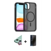 MARSİLYAN™- iPhone 11 Kılıf Siluet Minimal Prime - Siyah 3D Antistatik Hayalet Cam Ekran Koruyucu + Raze Metal Kamera Lens - KI